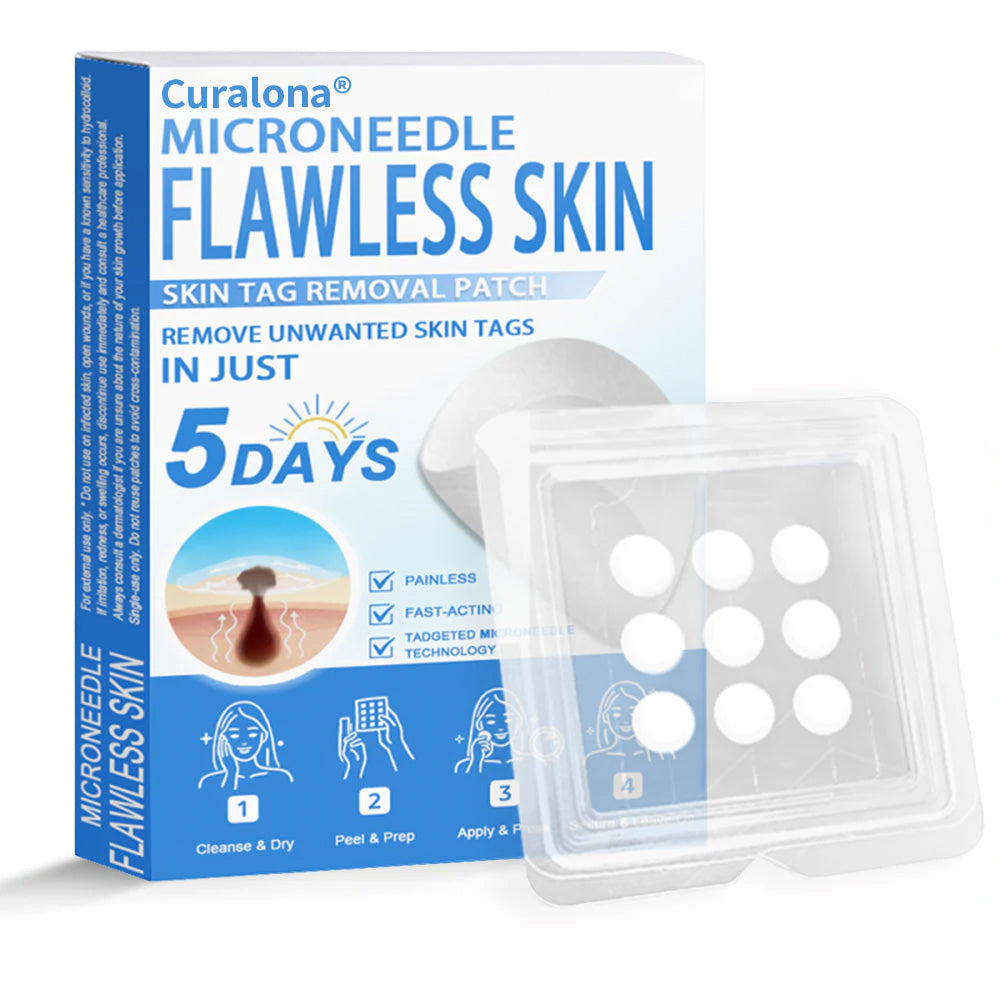 Curalona® 2-in-1 Microneedle & Hydrocolloid Patch | Raised Moles,Acne, Flat Warts & Skin Tags Remover | Improves Wrinkles, Scars & Blemishes | Invisible Pimple Patches for Face & Body