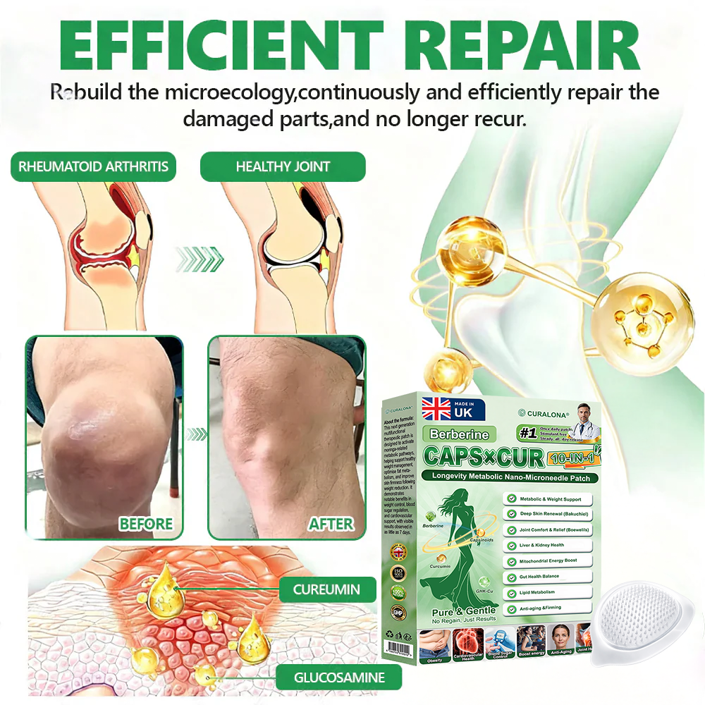 🔥 New Arrival |Curalona® Triple Action Microneedle Patch – Berberine & NAD+ for Metabolic Support, Bakuchiol for Skin Renewal, Boswellia for Joint Comfort – Transdermal Day & Night Microneedle Patch for Women & Men – 7 Patches