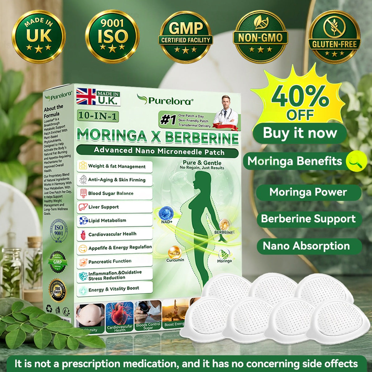 𝑶𝒇𝒇𝒊𝒄𝒊𝒂𝒍 𝑺𝒕𝒐𝒓𝒆  |✅𝑷𝒖𝒓𝒆𝒍𝒐𝒓𝒂® 𝑴𝒐𝒓𝒊𝒏𝒈𝒂 & 𝑩𝒆𝒓𝒃𝒆𝒓𝒊𝒏𝒆 10-𝑰𝑵-1 𝑨𝒅𝒗𝒂𝒏𝒄𝒆𝒅 𝑵𝒂𝒏𝒐 𝑴𝒊𝒄𝒓𝒐𝒏𝒆𝒆𝒅𝒍𝒆 𝑷𝒂𝒕𝒄𝒉 (𝐎𝐧𝐜𝐞 𝐃𝐚𝐢𝐥𝐲, 𝐯𝐢𝐬𝐢𝐛𝐥𝐞 𝐜𝐡𝐚𝐧𝐠𝐞𝐬 𝐢𝐧 𝟕 𝐝𝐚𝐲𝐬）𝐎𝐛𝐞𝐬𝐢𝐭𝐲, 𝐃𝐢𝐚𝐛𝐞𝐭𝐞𝐬, 𝐒𝐥𝐞𝐞𝐩 𝐀𝐩𝐧𝐞𝐚, 𝐀𝐧𝐝 𝐉𝐨𝐢𝐧𝐭 𝐈𝐬𝐬𝐮𝐞𝐬👩‍⚕️