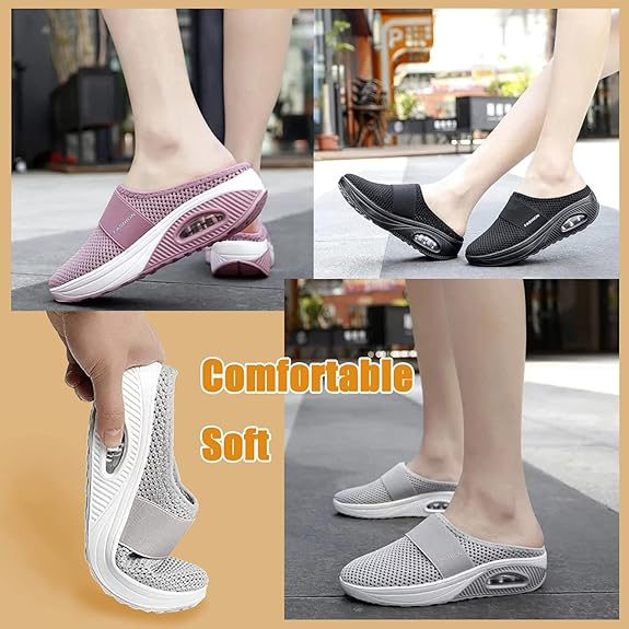 (🔥 LAST DAY SALE-80% OFF🔥)Free shipping-BQODQO® Diabetic Air-Cushion Slip-On Walking Shoes, Orthopedic Diabetic Slippers, with Arch-Support for Women